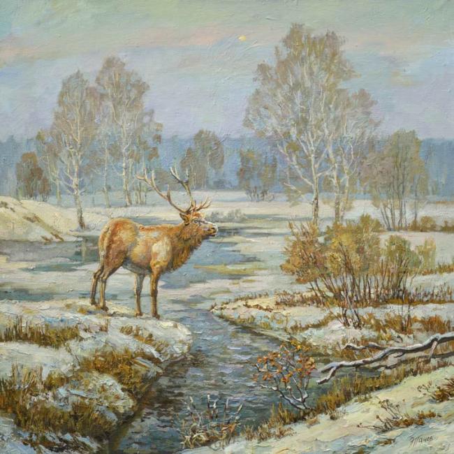 Пейзаж с оленем